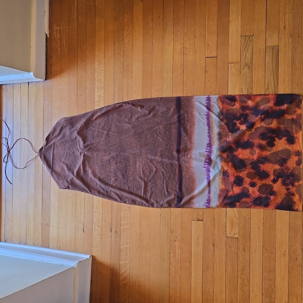 ZARA, Tie Dye, Leopard Print, Halter Maxi Dress, Lined, EUC, Women's L